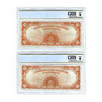 1922 $10 Large Size Gold Certificate // Large & Small Serial Number // Set of 2 // PCGS Certified About Uncirculated 55