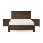 Albany Queen Size Bed Frame + Two 2-Drawer Nightstands // Set of 3 (Espresso)