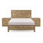 Albany Queen Size Bed Frame + Two 2-Drawer Nightstands // Set of 3 (Espresso)