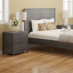 Albany Queen Size Bed Frame + Two 2-Drawer Nightstands // Set of 3 (Espresso)