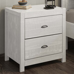 Albany Queen Size Bed Frame + Two 2-Drawer Nightstands // Set of 3 (Espresso)