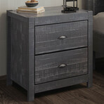 Albany Queen Size Bed Frame + Two 2-Drawer Nightstands // Set of 3 (Espresso)