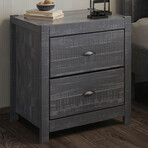 Albany Full Size Bed Frame + Two 2-Drawer Nightstands // Set of 3 (Espresso)