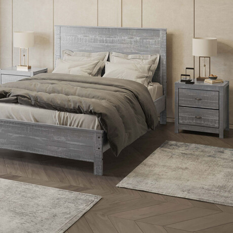 Albany Full Size Bed Frame + Two 2-Drawer Nightstands // Set of 3 (Espresso)