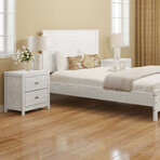 Albany Full Size Bed Frame + Two 2-Drawer Nightstands // Set of 3 (Espresso)