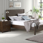 Albany Queen Size Bed Frame + Two 2-Drawer Nightstands // Set of 3 (Espresso)