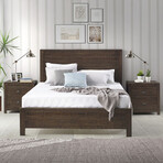 Albany Full Size Bed Frame + Two 2-Drawer Nightstands // Set of 3 (Espresso)