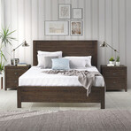 Albany Twin Size Bed Frame + Two 2-Drawer Nightstands // Set of 3 (Espresso)