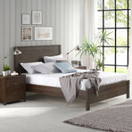 Albany Full Size Bed Frame + Two 2-Drawer Nightstands // Set of 3 (Espresso)