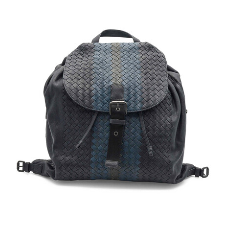Intrecciato Leather Backpack // Navy // Store Display