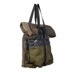 Leather + Nylon Tote // Brown + Green // Store Display