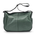 Intrecciato Leather Messenger Bag // Green // Store Display