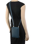 Intrecciato Leather Crossbody Bag // Blue // Store Display