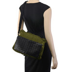 Intrecciato Leather Folding Crossbody Bag // Green // Store Display