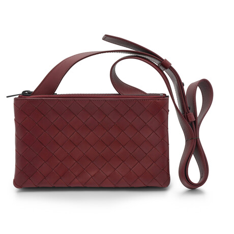 Intrecciato Leather Trio Bag // Dark Red // Store Display