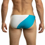 Color Wave Second Skin Swim Brief // White + Turquoise (XL)