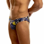 Second Skin Tropical Print Swim Brief // Blue (M)