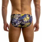 Second Skin Tropical Print Swim Brief // Blue (L)