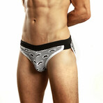 Stash Man Sport Cut Swim Brief // Black + White (XL)