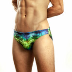 Blue Hawaiian Print Swim Brief // Blue (S)