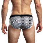 Stash Man Sport Cut Swim Brief // Black + White (XL)