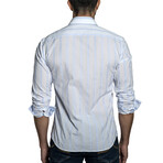 Men's Long Sleeve Shirt // Gray + Blue (M)