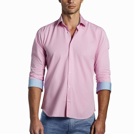 James Long Sleeve Button Up Shirt // Light Pink (S)