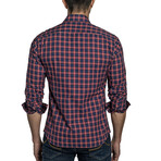 Men's Long Sleeve Shirt // Blue + Red (M)