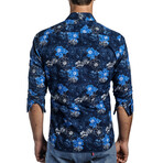 Griffin Long Sleeve Button Up Shirt // Dark Navy Floral (XL)