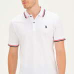 Tipped Polo // White + Red + Navy (S)
