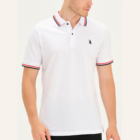 Tipped Polo // White + Red + Navy (S)