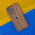 iPhone 14 Pro Max Wood Cover // Apple Cutout (Walnut)