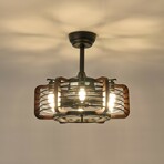 Vintage Caged Ceiling Fan with Light // 21"
