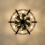 Vintage Caged Ceiling Fan with Light // 21"
