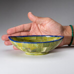 Genuine Polished Green Jade with Lapis Lazuli Trimming Small Oval Bowl