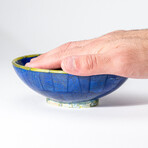 Genuine Polished Lapis Lazuli Oval Bowl with Green Jade Trimming