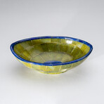 Genuine Polished Green Jade with Lapis Lazuli Trimming Small Oval Bowl