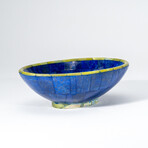 Genuine Polished Lapis Lazuli Oval Bowl with Green Jade Trimming