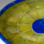 Genuine Polished Green Jade with Lapis Lazuli Trimming Small Oval Bowl