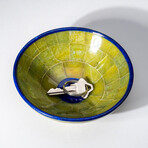 Genuine Polished Green Jade with Lapis Lazuli Trimming Round Bowl // 5"