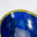 Genuine Polished Lapis Lazuli Oval Bowl with Green Jade Trimming