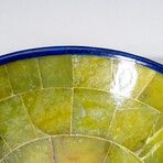 Genuine Polished Green Jade with Lapis Lazuli Trimming Round Bowl // 5"