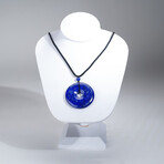Genuine Round Lapis Lazuli Pendant With Adjustable Length Black Cord // 28.2g