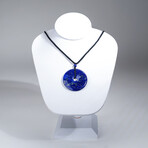 Genuine Round Lapis Lazuli Pendant with Adjustable length Black Cord // 24.3g