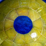 Genuine Polished Green Jade with Lapis Lazuli Trimming Round Bowl // 5"