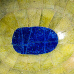 Genuine Polished Green Jade with Lapis Lazuli Trimming Large Oval Bowl