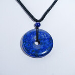 Genuine Round Lapis Lazuli Pendant with Adjustable length Black Cord // 17.1g