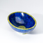 Genuine Polished Lapis Lazuli Oval Bowl with Green Jade Trimming