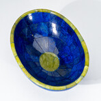 Genuine Polished Lapis Lazuli Oval Bowl with Green Jade Trimming