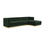 Anniston Velvet Upholstered Chaise Sectional Sofa // Right (Hunter Green)